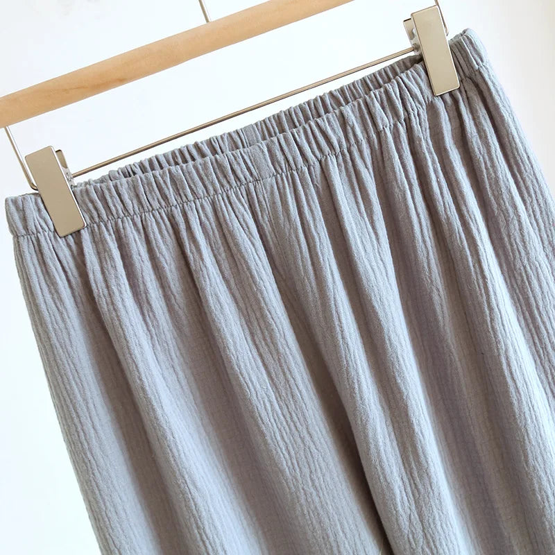 Pijama de hombre de algodón estilo kimono con pantalón largo