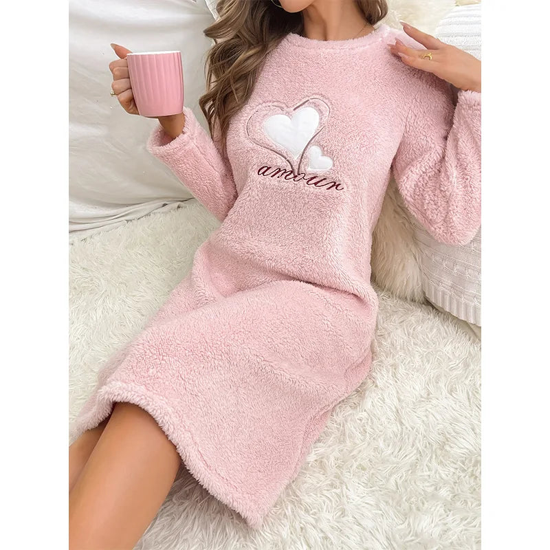 Camisón de mujer de franela gruesa y manga larga