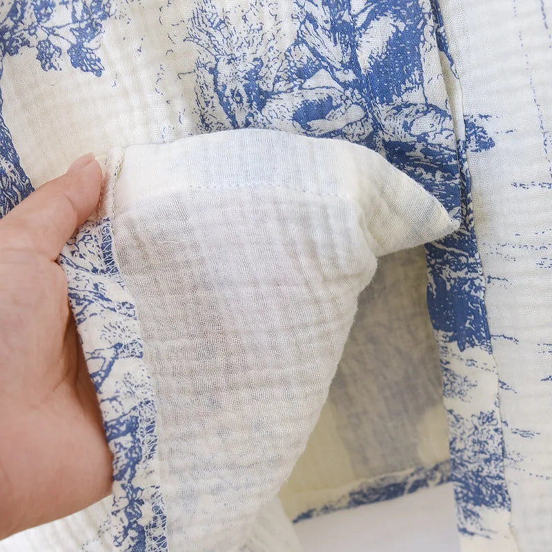 Camisón de algodón estampado con escote en V