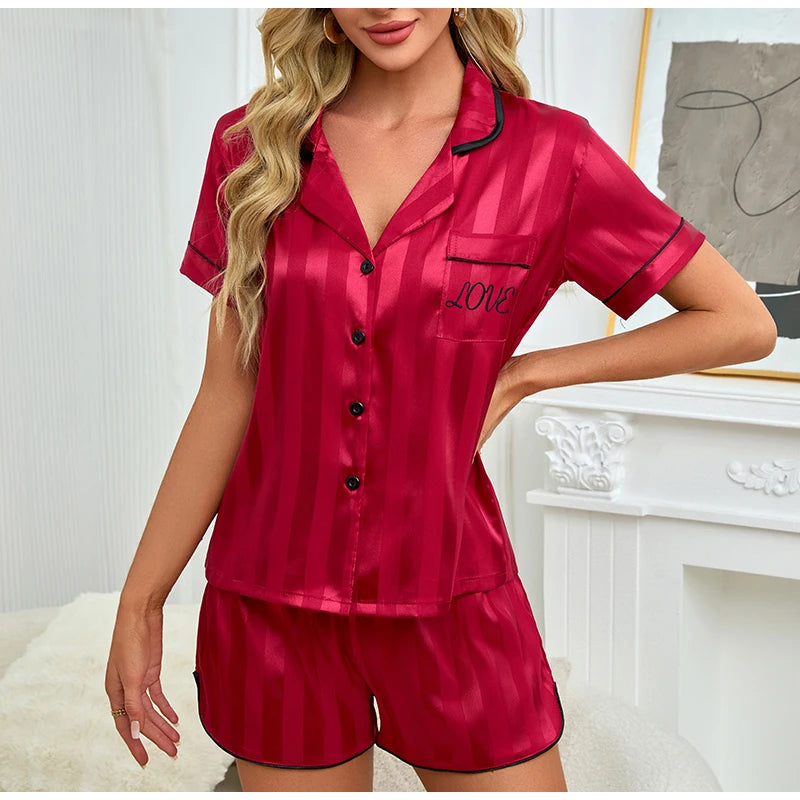 Pijama corto camisero de hombre a rayas