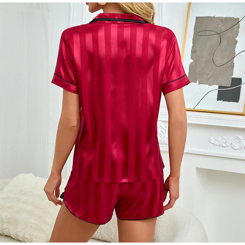 Pijama corto camisero de hombre a rayas