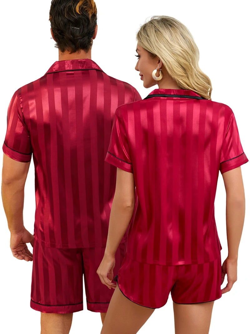 Pijama corto camisero de hombre a rayas